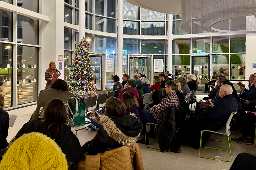 MA Creative Writing alumni, Caroline Stancer reading her poetry at Nottingham Central Library